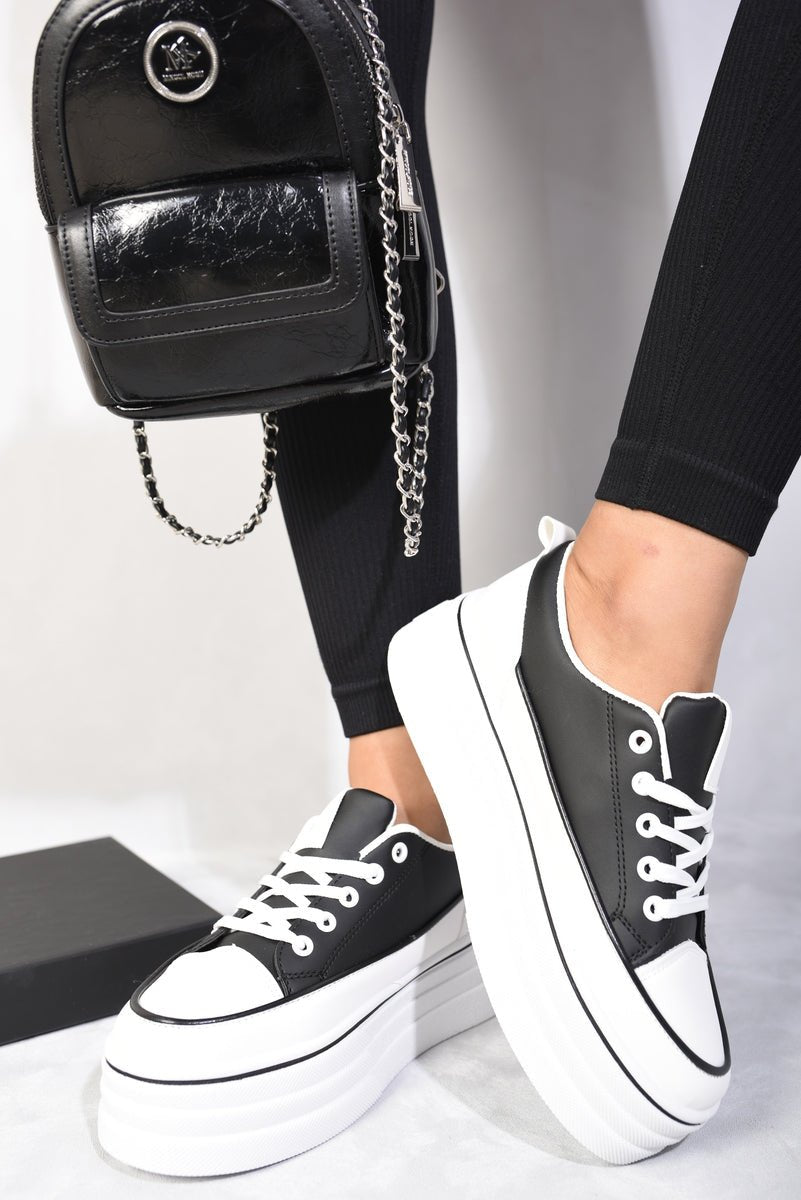 BREANNA Platform Wedge Lace Up Trainers - Glamoo - 