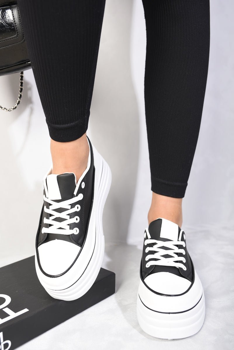 BREANNA Platform Wedge Lace Up Trainers - Glamoo - 