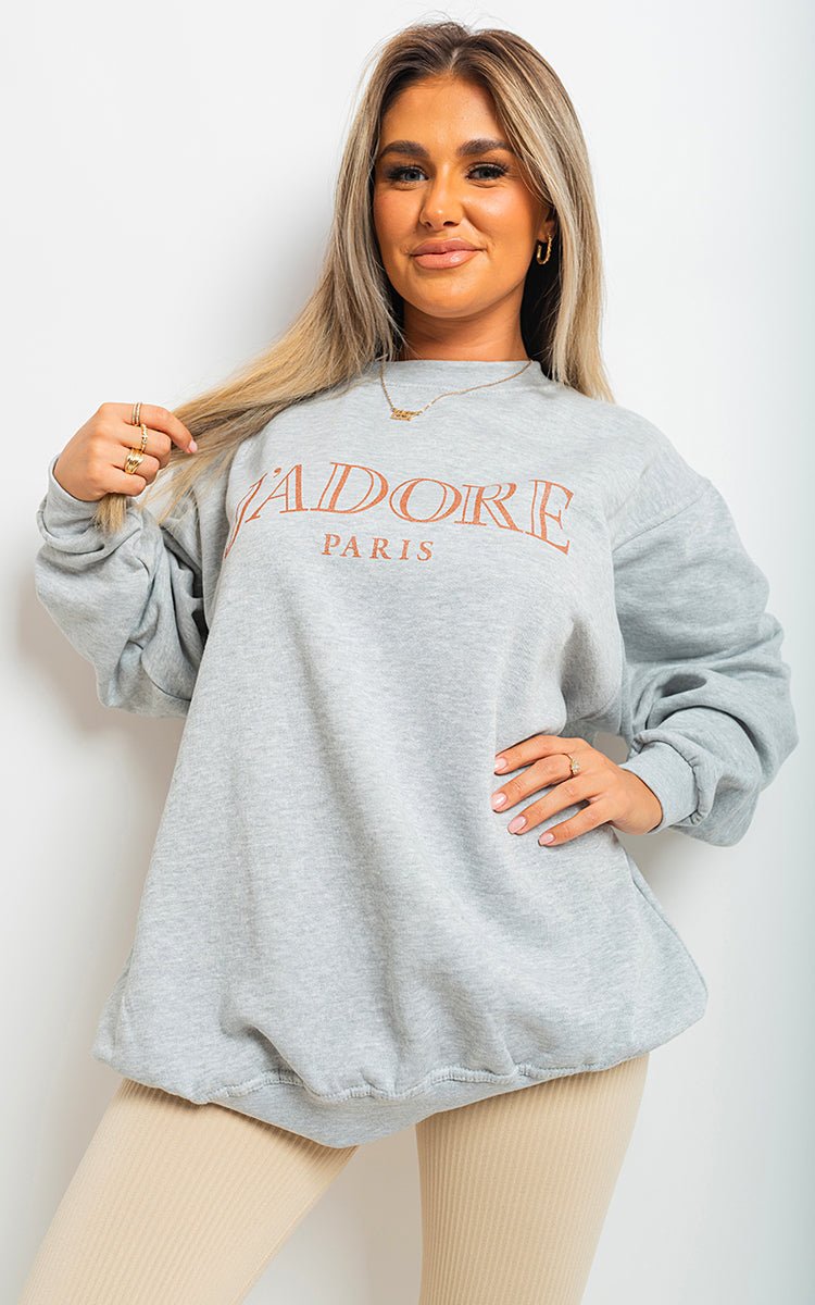 BRYN J'adore Paris Print Oversized Jumper Top - Glamoo - 