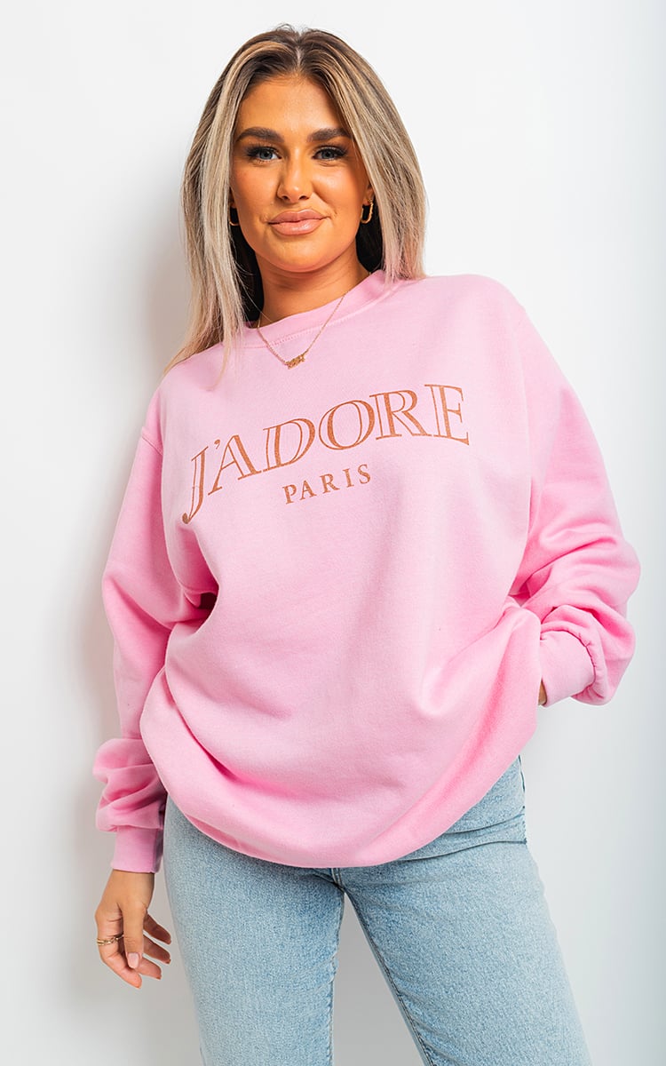 BRYN J'adore Paris Print Oversized Jumper Top - Glamoo - 