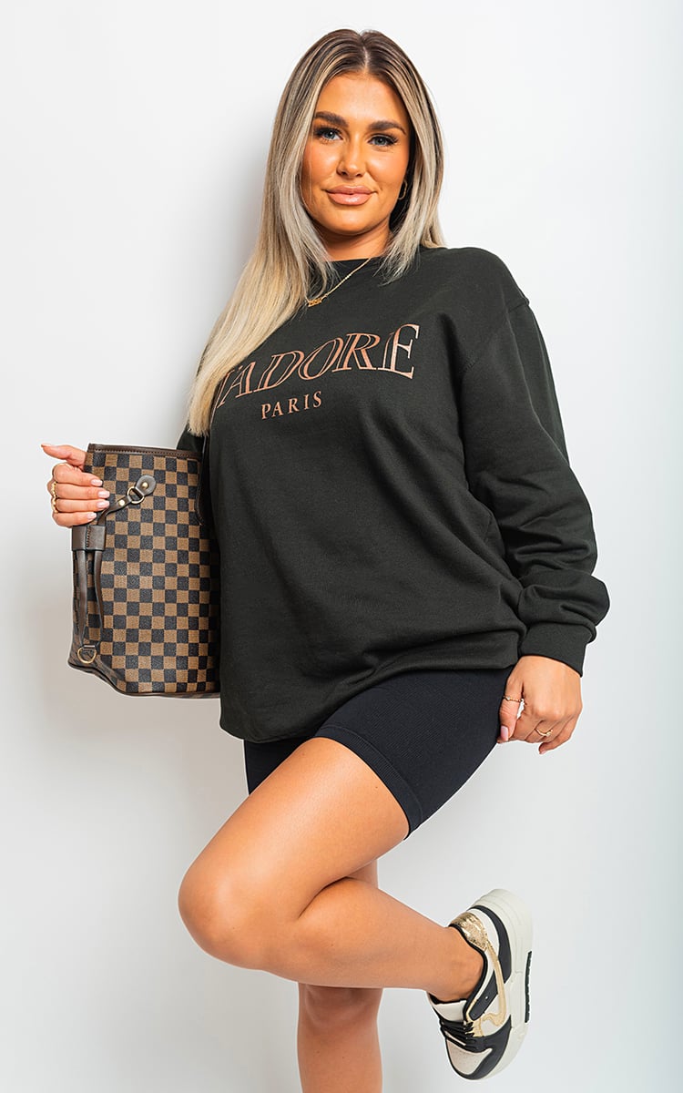 BRYN J'adore Paris Print Oversized Jumper Top - Glamoo - 