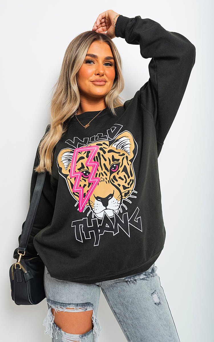 CARLY Wild Thang Tiger Print Knitted Jumper - Glamoo - 