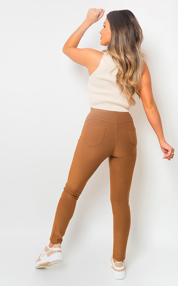 CARMELA High Waist Double Band Pocket Leggings - Glamoo - 