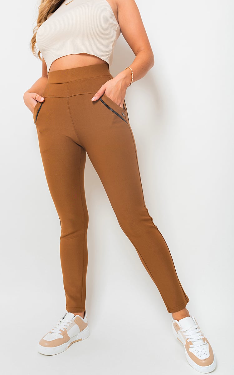 CARMELA High Waist Double Band Pocket Leggings - Glamoo - 