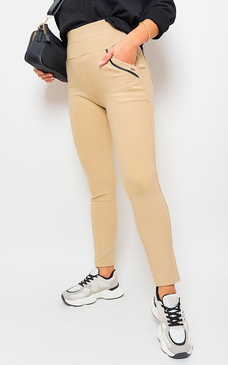 CARMELA High Waist Double Band Pocket Leggings - Glamoo - 