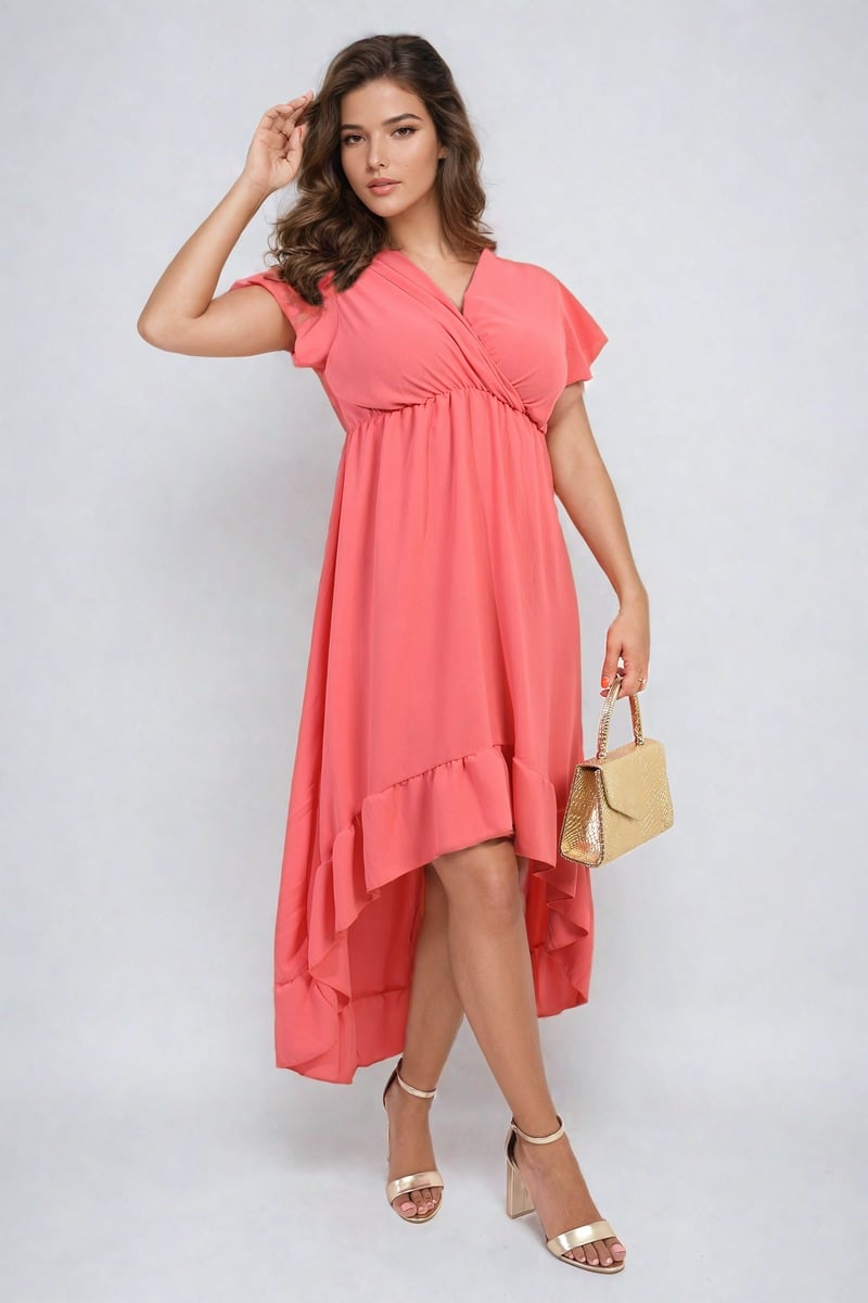 CATALINA High Low Ruffle Hem Maxi Dress - Glamoo - 