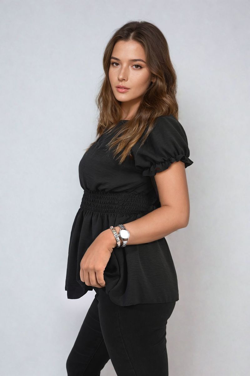 DANIELA Button Front Cinched Waist Top - Glamoo - 