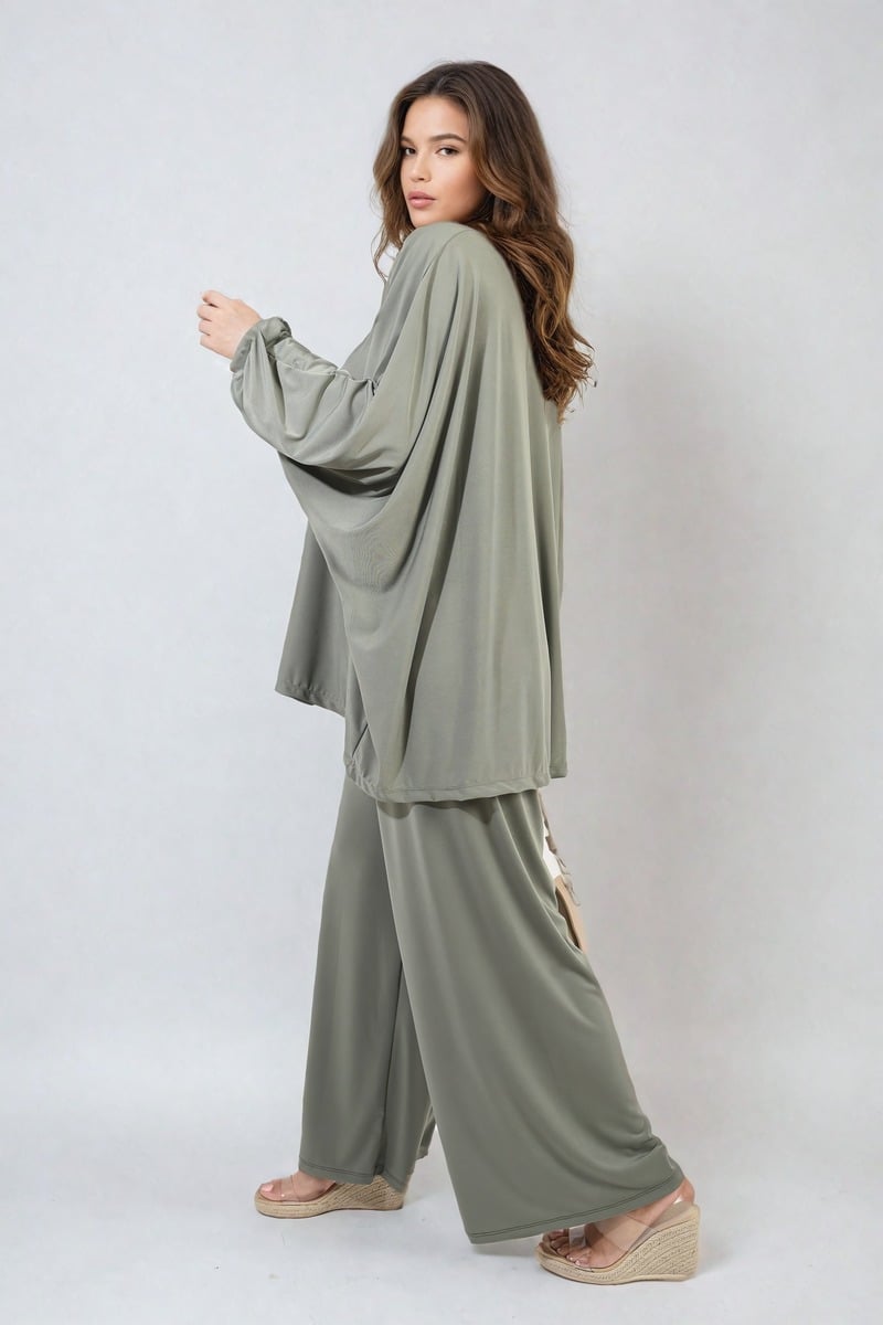 DANIELA Oversized Long Sleeve Top and Wide Leg Co - ord Set - Glamoo - 