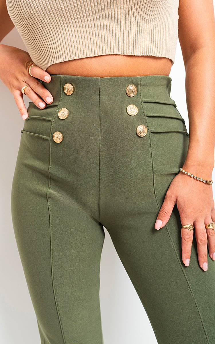 DIANA High Waisted Button Front Leggings - Glamoo - 