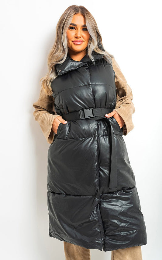 DOROTHY Belted Long Puffer Gilet - Glamoo - 