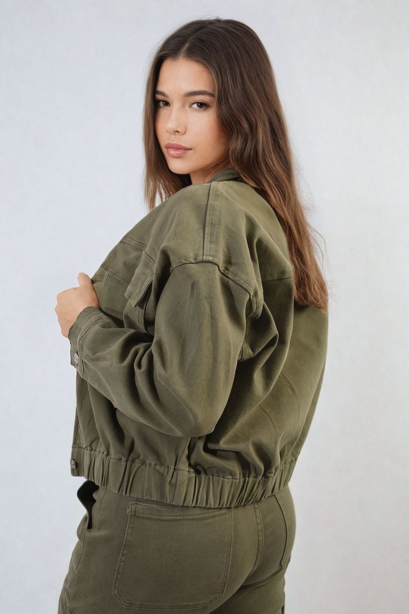 ELEANOR Cropped Button Jacket with Front Pockets PLUS 10 - 22 pair with HAZEL cargo - Glamoo - 