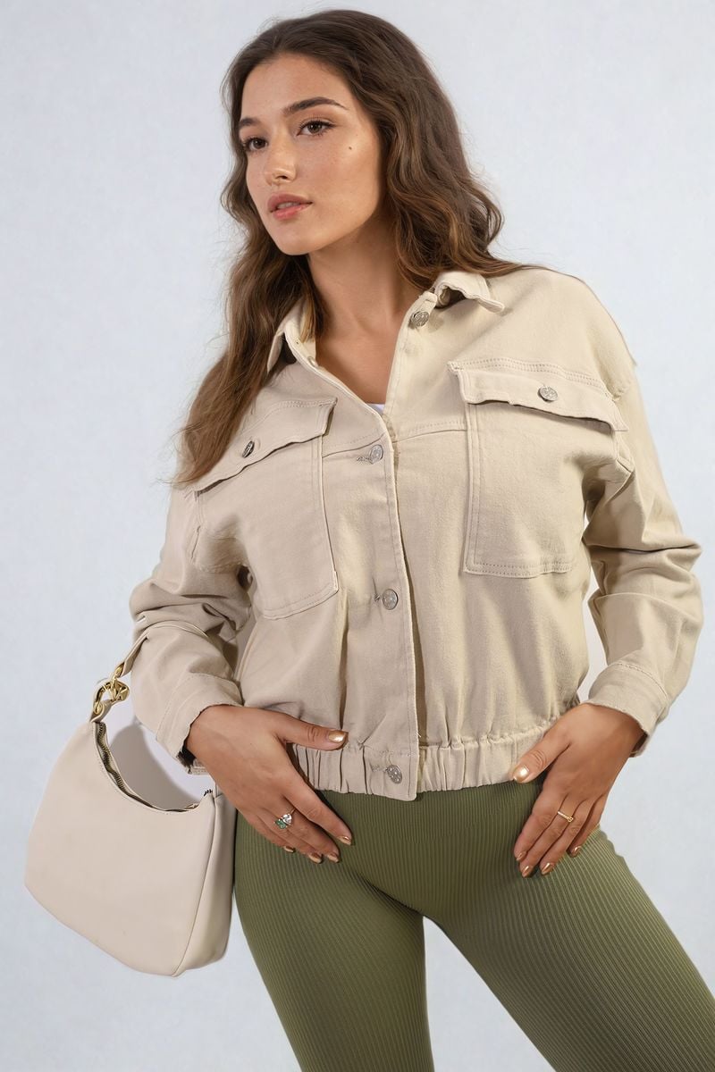 ELEANOR Cropped Button Jacket with Front Pockets PLUS 10 - 22 pair with HAZEL cargo - Glamoo - 