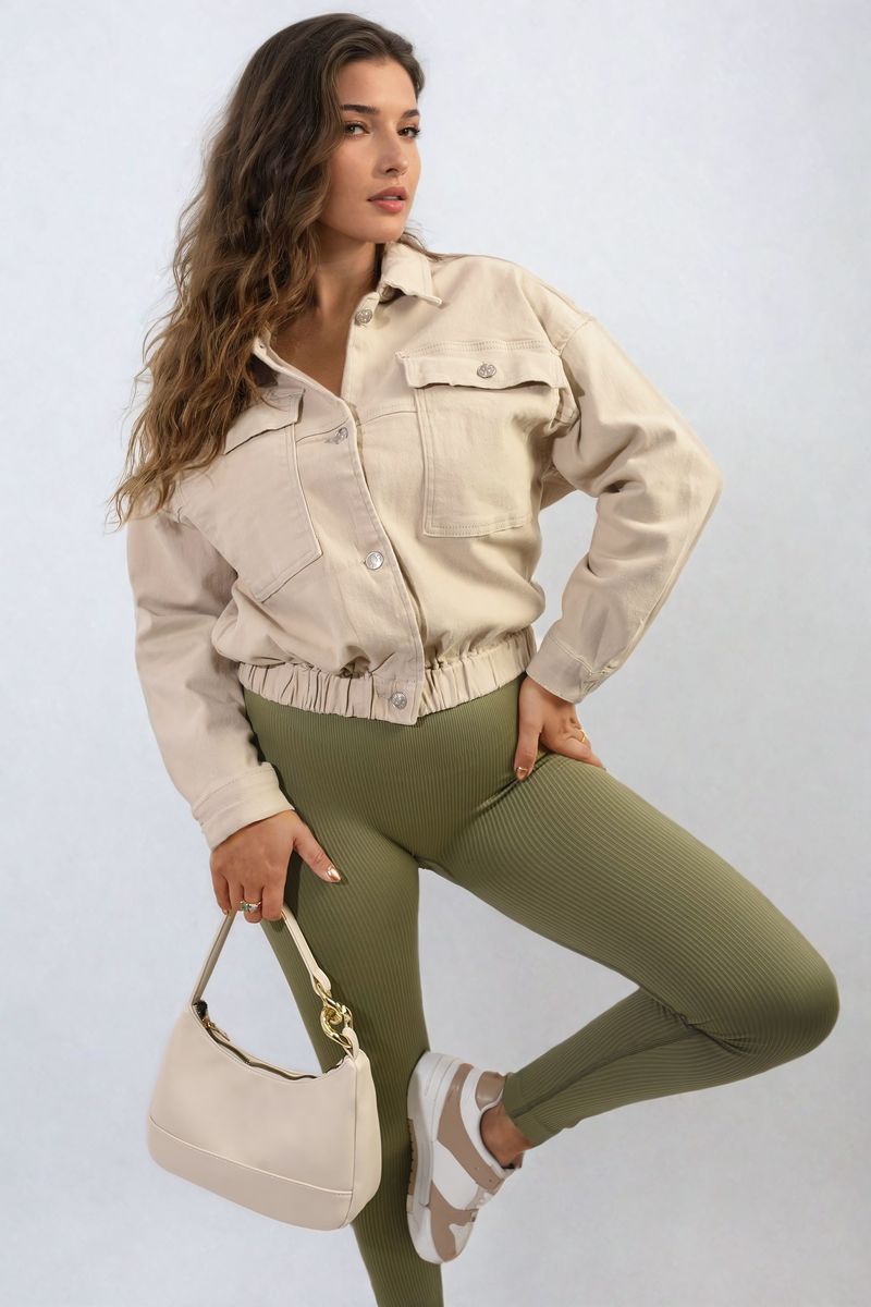 ELEANOR Cropped Button Jacket with Front Pockets PLUS 10 - 22 pair with HAZEL cargo - Glamoo - 