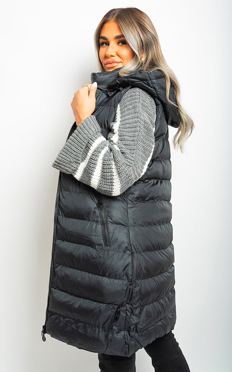 ESTELLA Hooded Longline Quilted Gilet - Glamoo - 