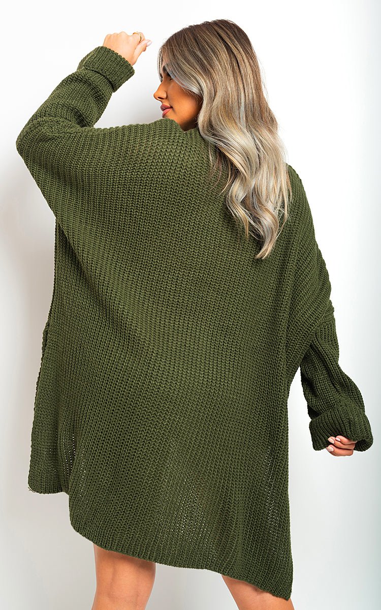 FAYE High Neck Oversized Long Sleeve Knitted Jumper - Glamoo - 