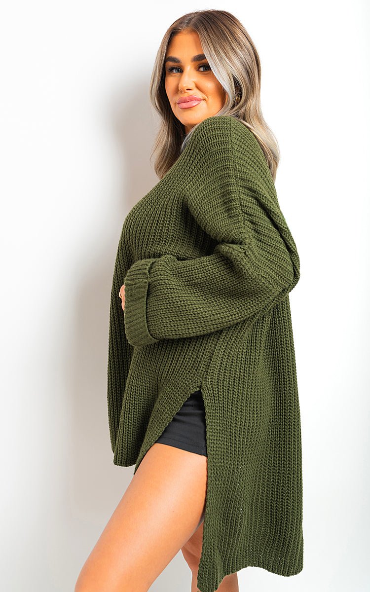 FAYE High Neck Oversized Long Sleeve Knitted Jumper - Glamoo - 