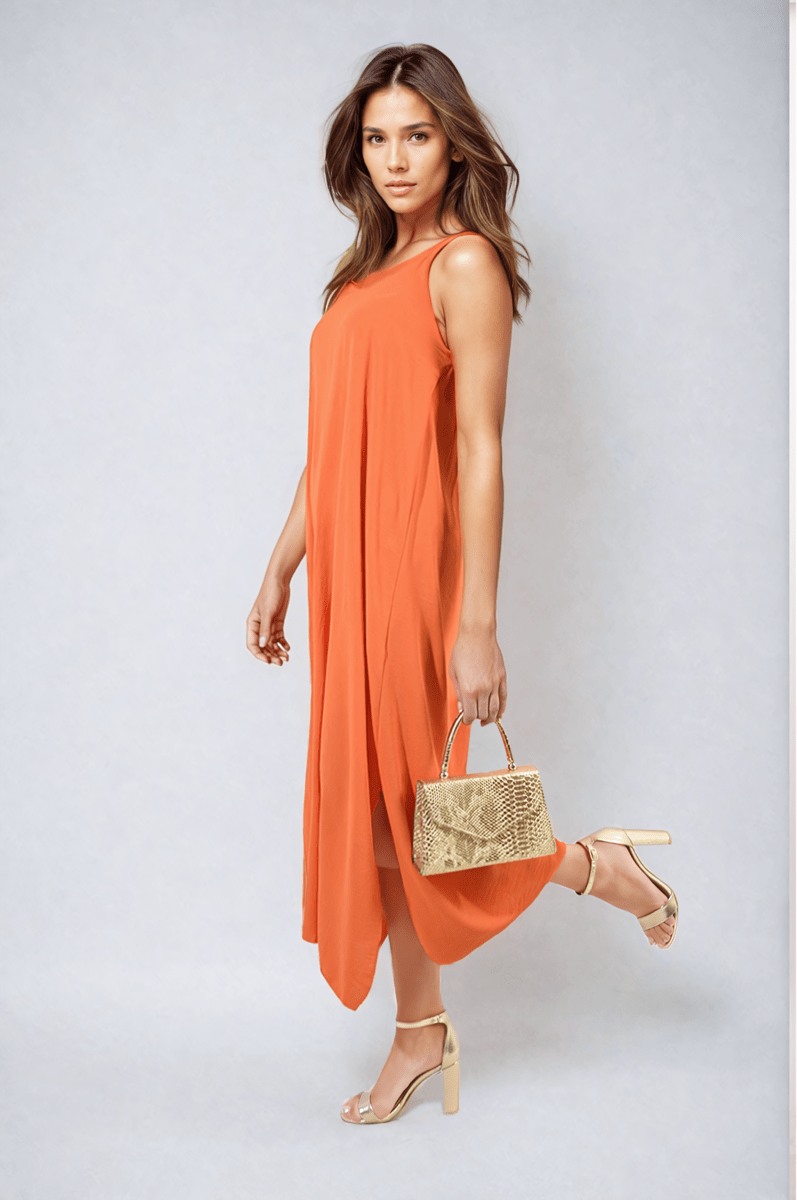 FIONA Spaghetti Strap Side Slit Maxi Dress - Glamoo - 