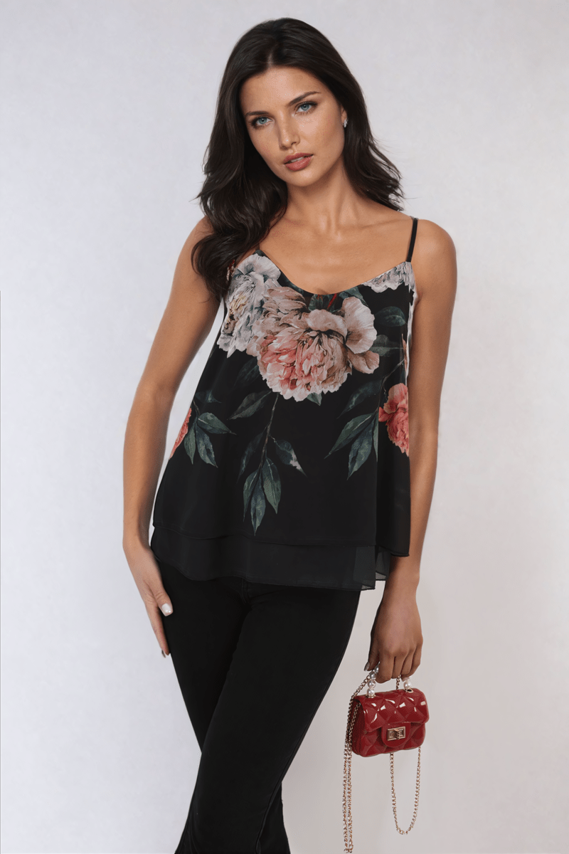 Floral Print Layered Cami Top - Glamoo - 