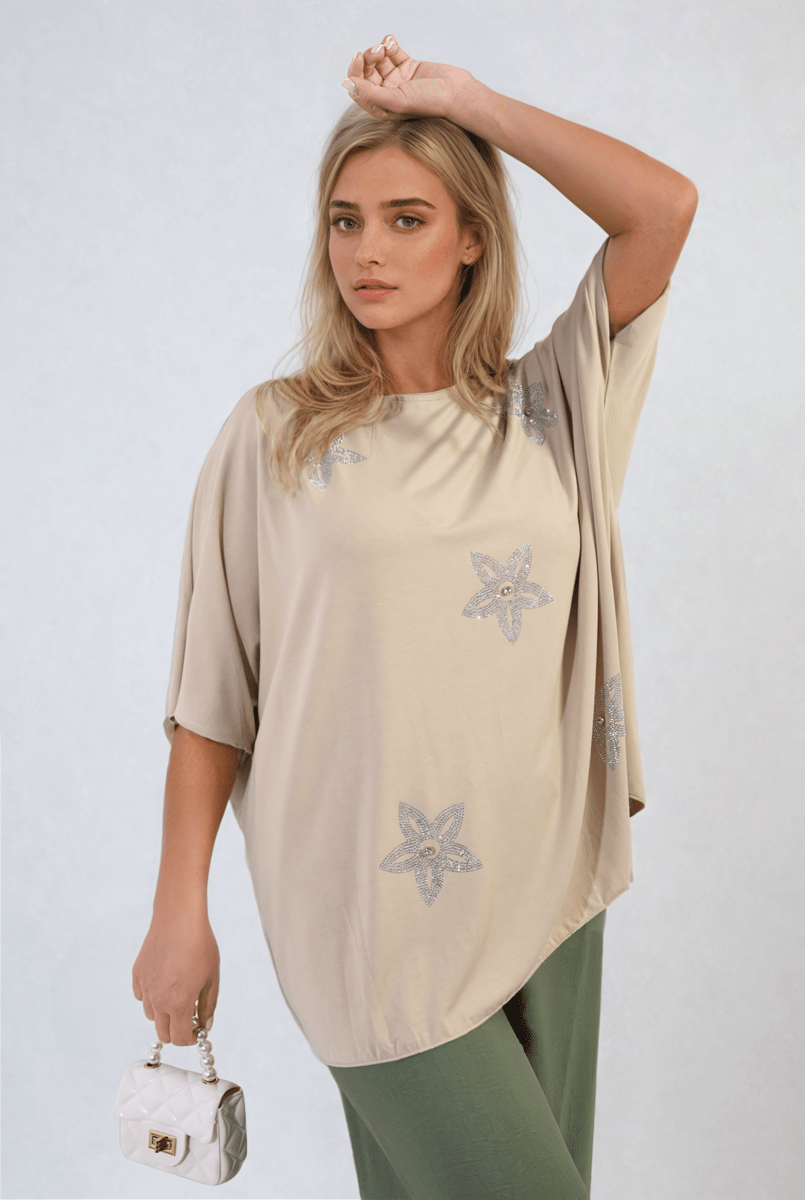 Floral Print Oversized Top - Glamoo - 