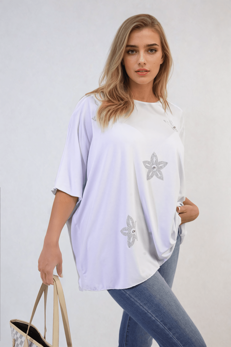 Floral Print Oversized Top - Glamoo - 