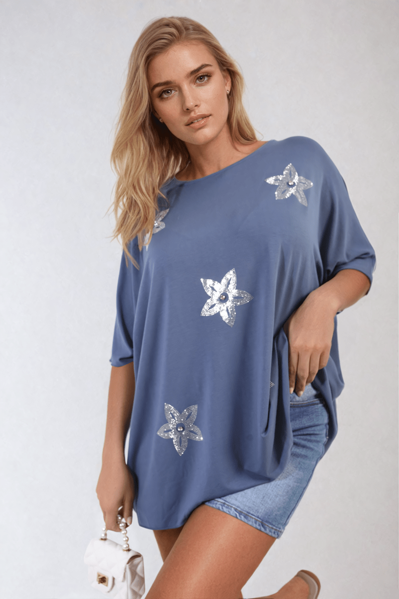 Floral Print Oversized Top - Glamoo - 