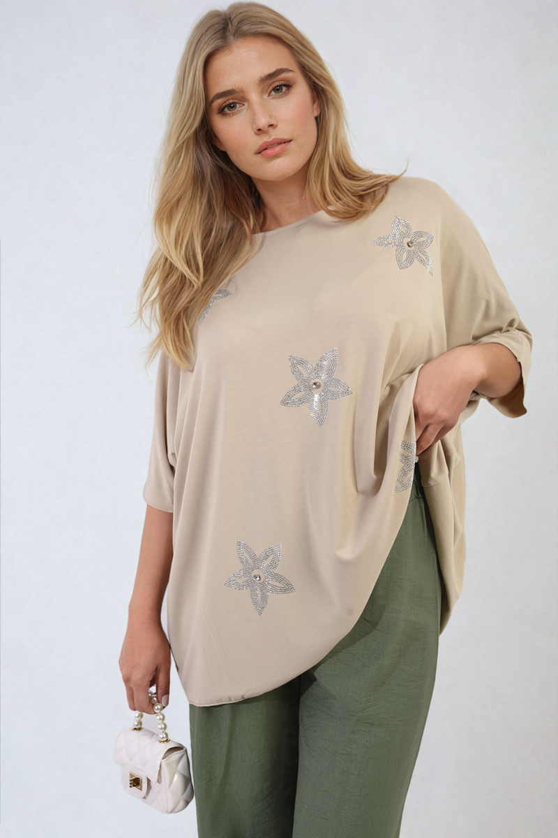 Floral Print Oversized Top - Glamoo - 