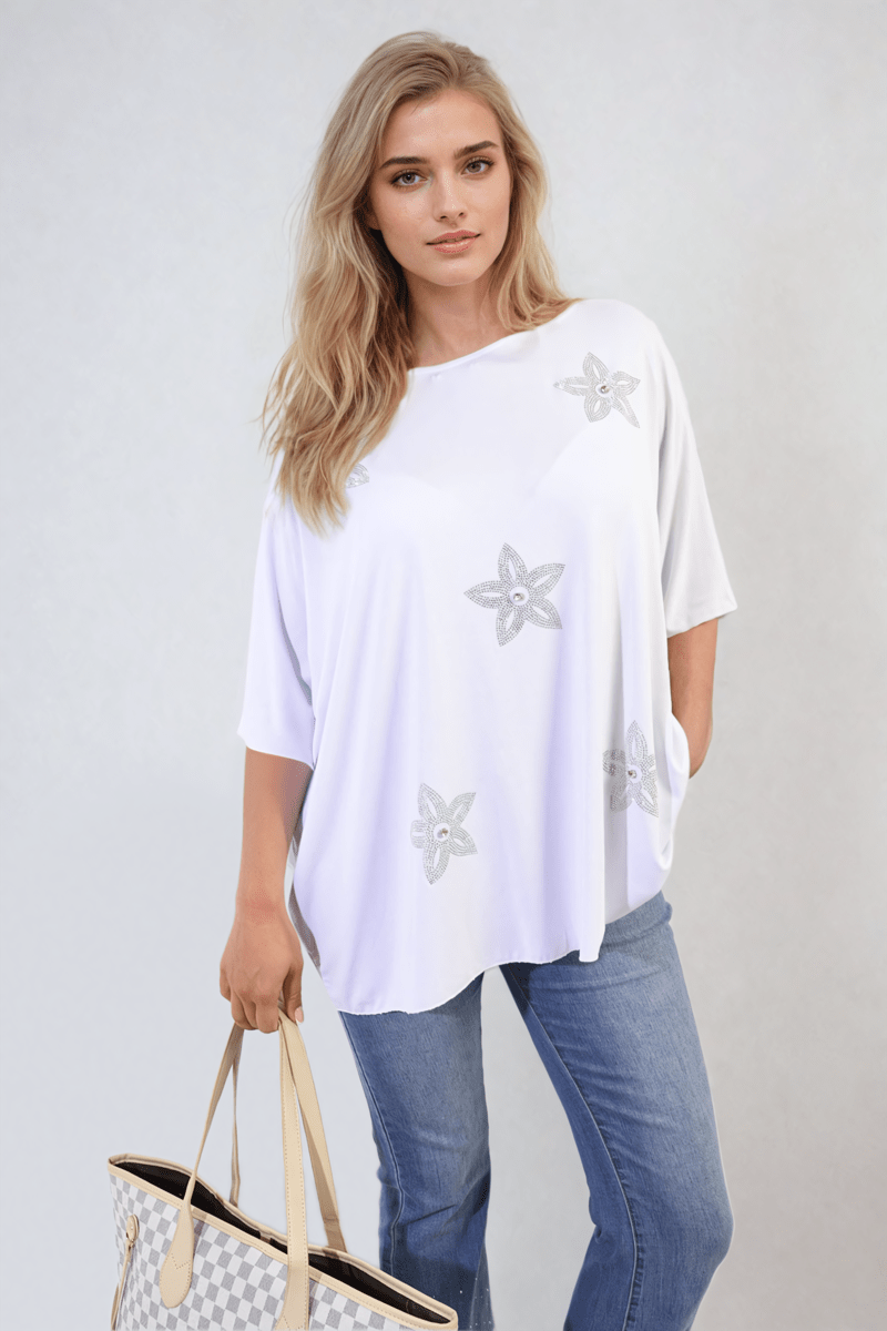 Floral Print Oversized Top - Glamoo - 