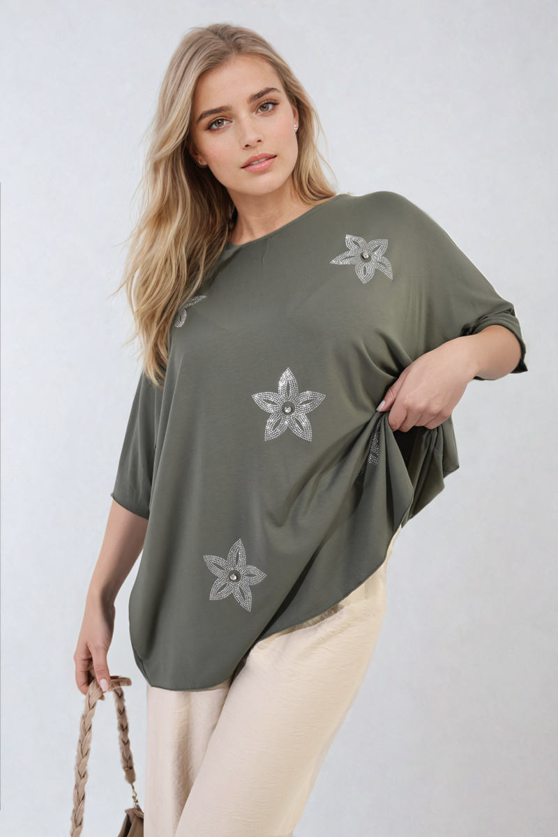 Floral Print Oversized Top - Glamoo - 