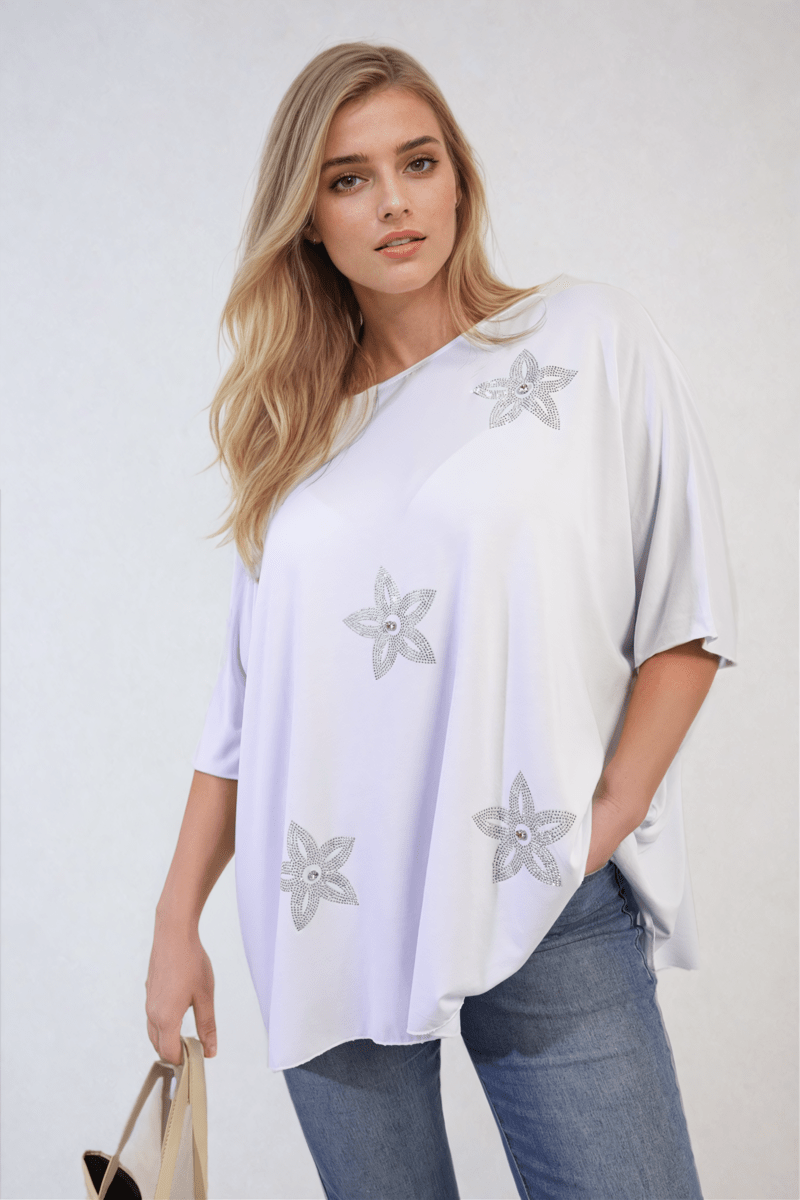 Floral Print Oversized Top - Glamoo - 