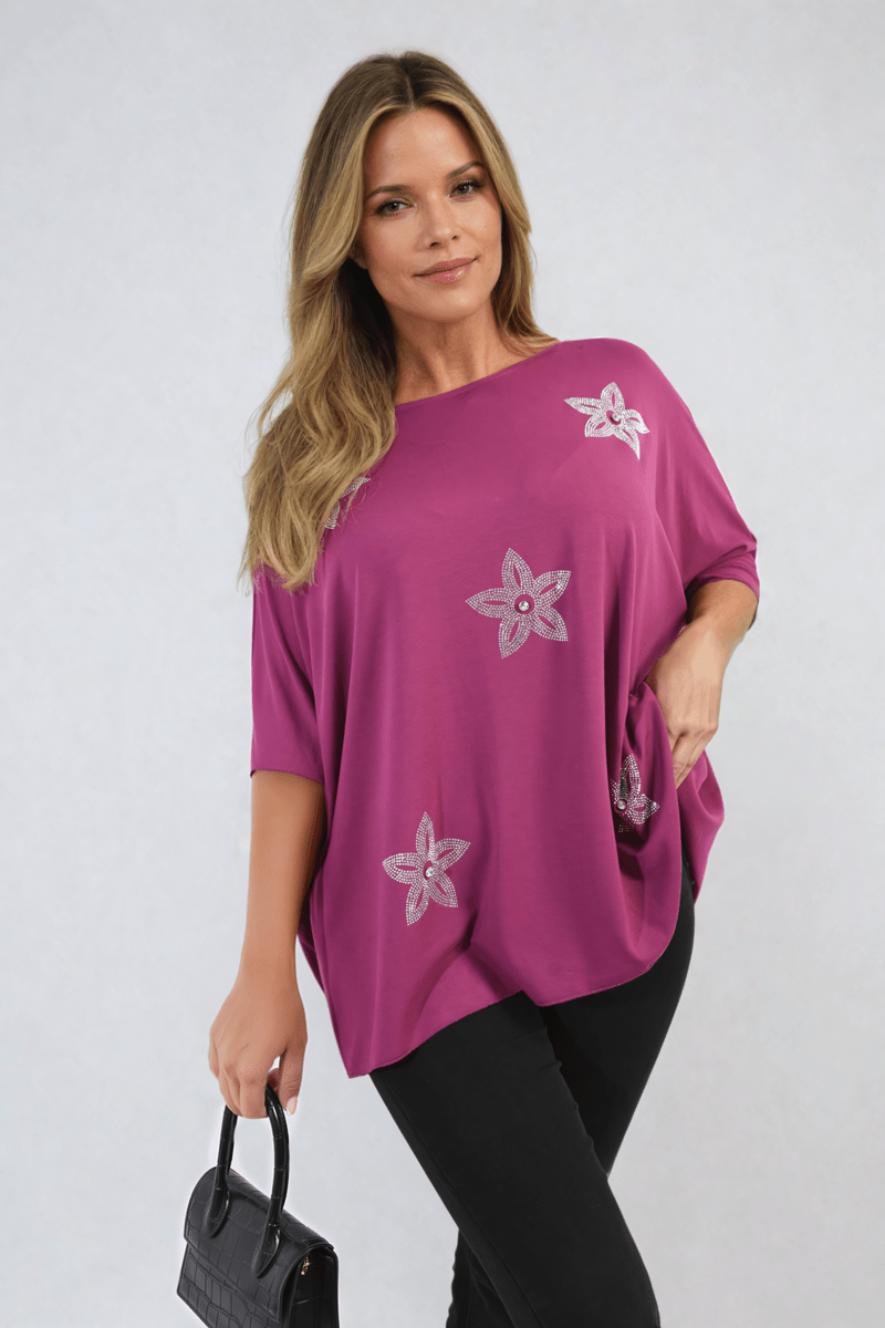 Floral Print Oversized Top - Glamoo - 