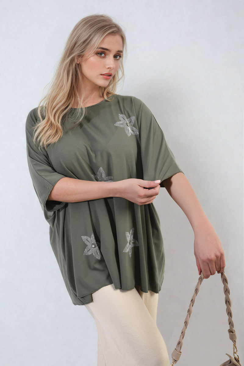 Floral Print Oversized Top - Glamoo - 