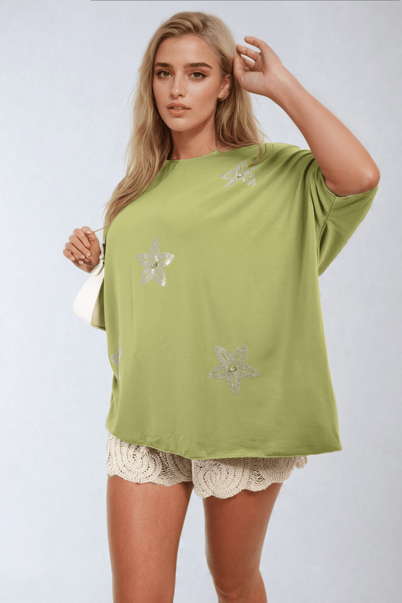 Floral Print Oversized Top - Glamoo - 