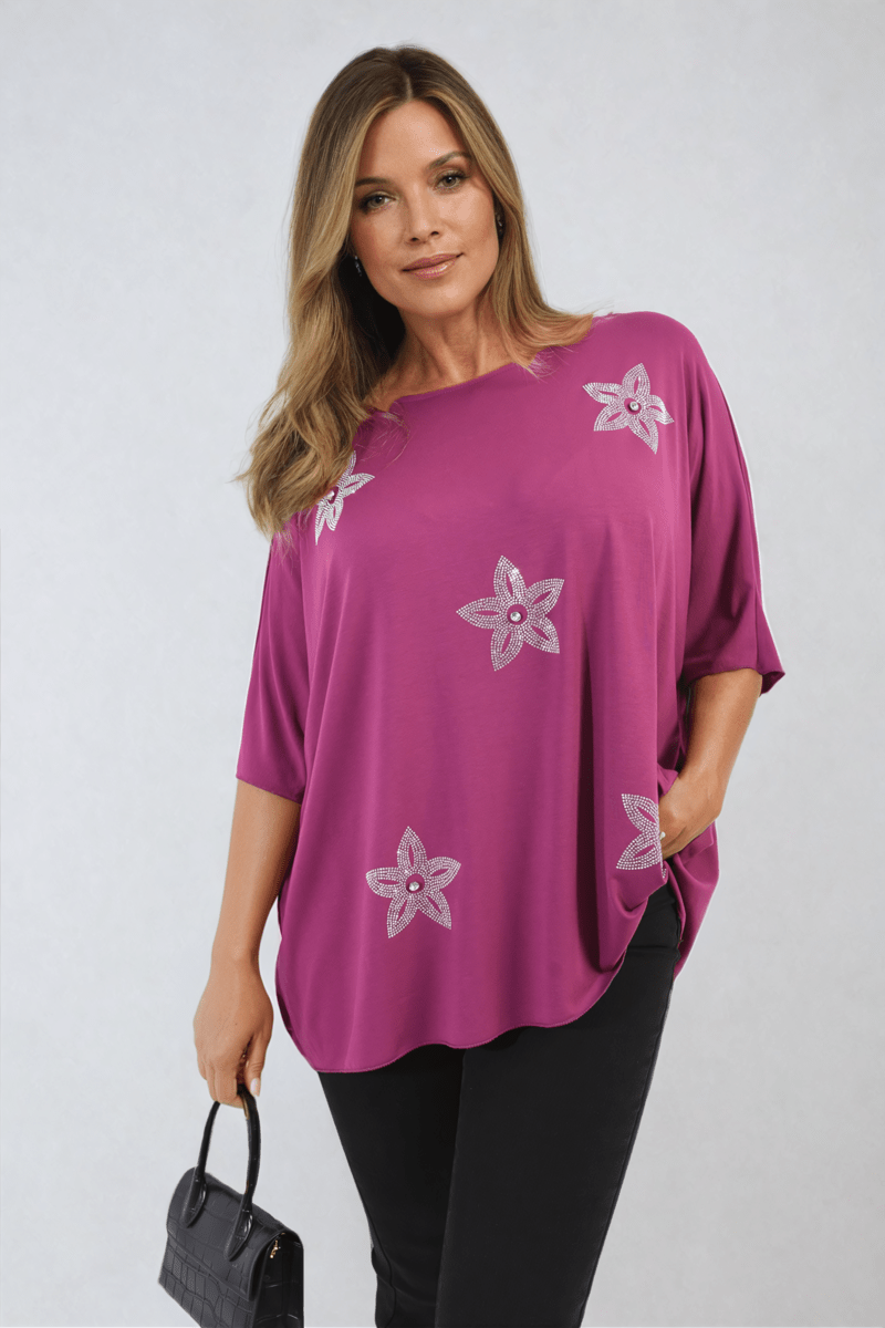 Floral Print Oversized Top - Glamoo - 