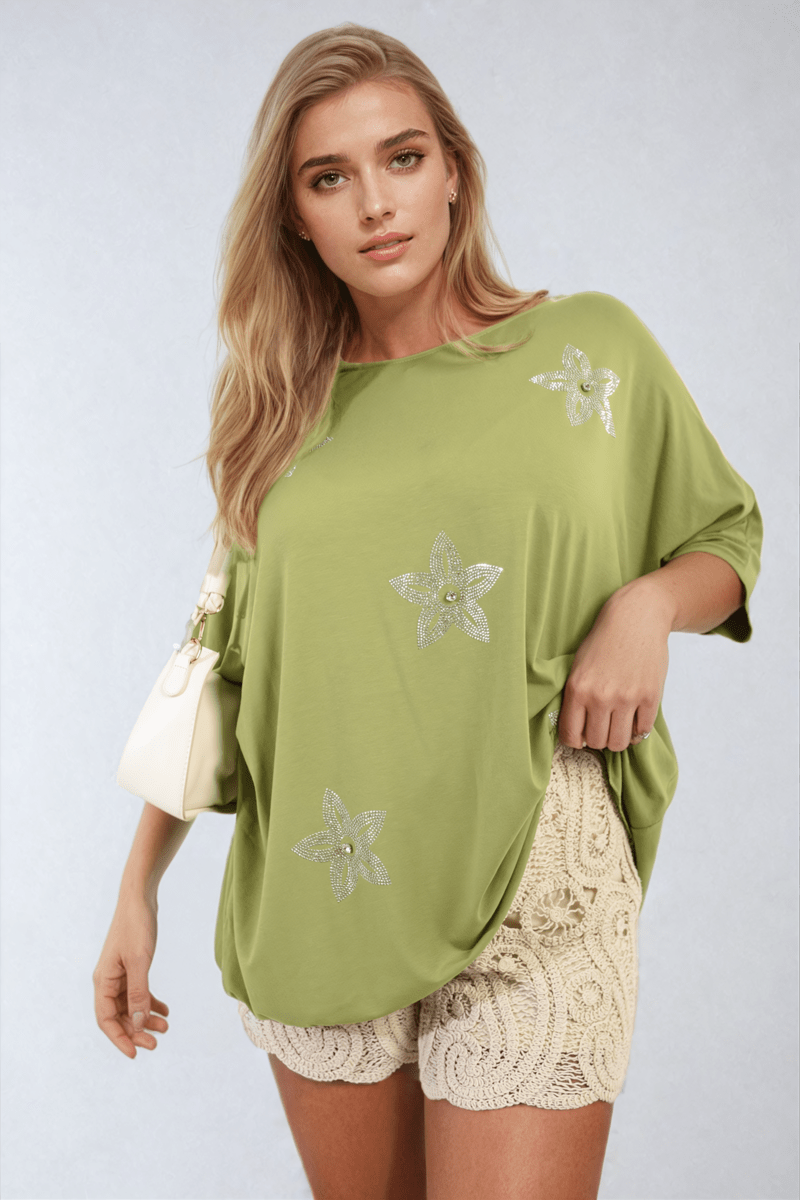 Floral Print Oversized Top - Glamoo - 