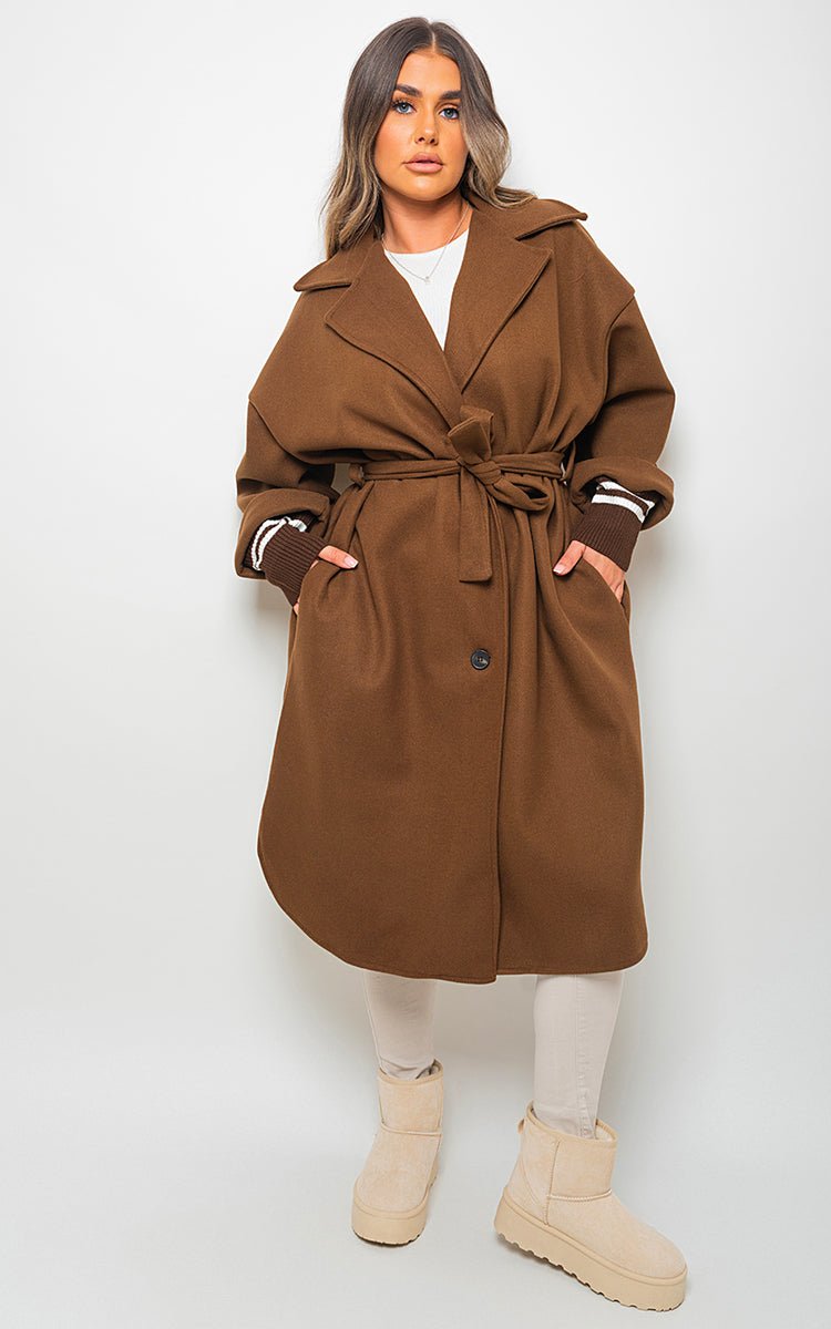 GIANA Oversized Belted Trench Coat - Glamoo - 