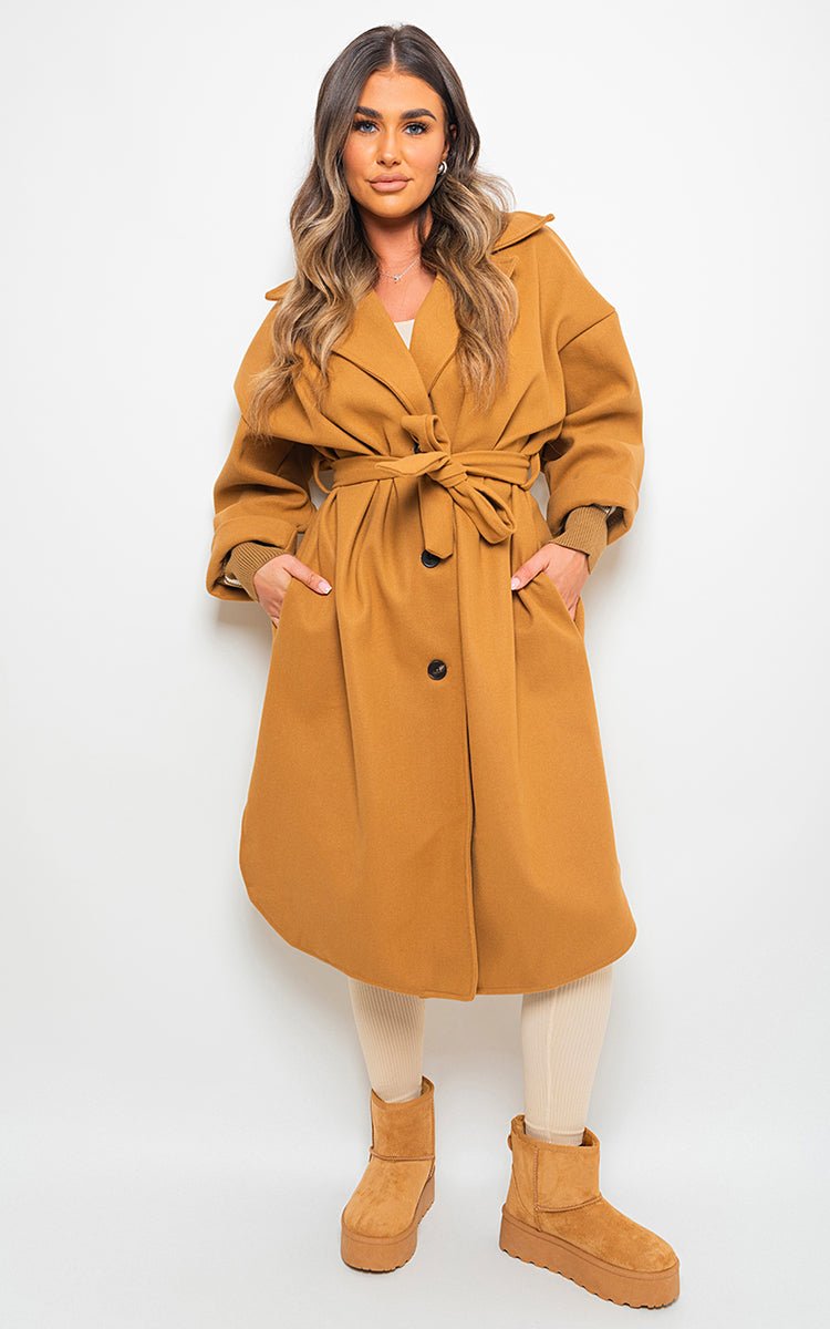 GIANA Oversized Belted Trench Coat - Glamoo - 