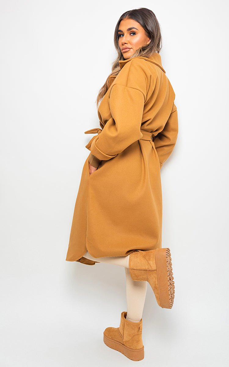 GIANA Oversized Belted Trench Coat - Glamoo - 