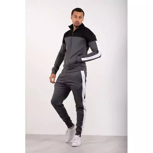 GREY PANEL SKINNY TRACKSUIT - Glamoo - Sportswear