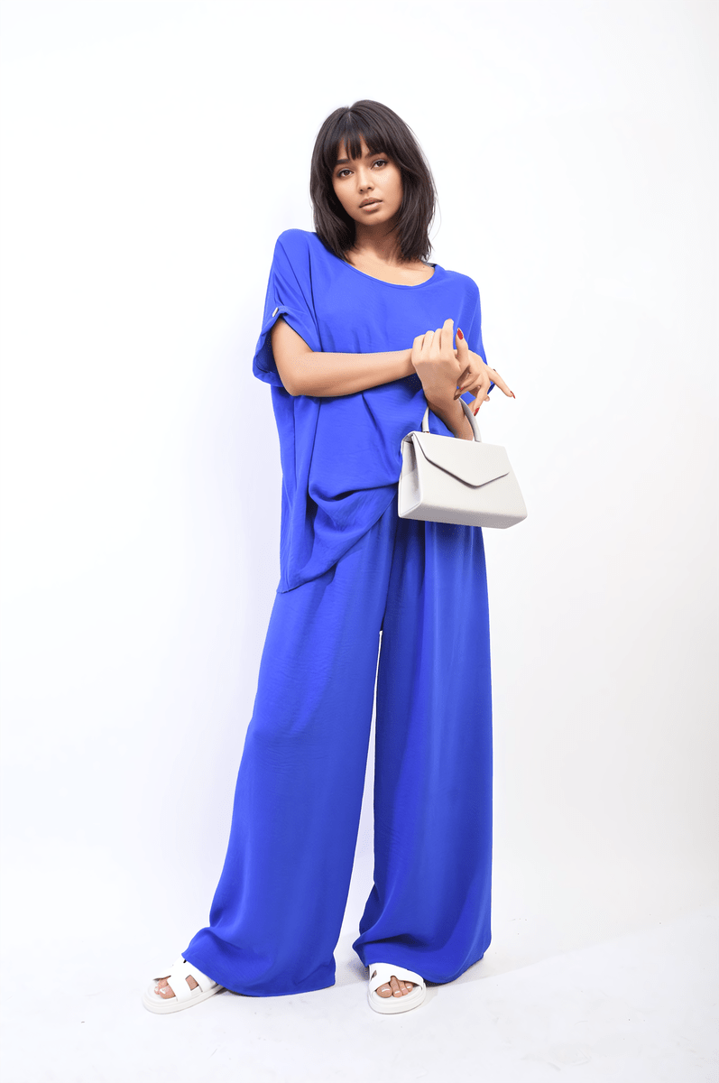 HAILEY Oversized Top and Wide Leg Trousers Co - ord Set - Glamoo - 