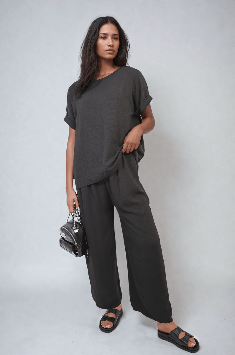 HAILEY Oversized Top and Wide Leg Trousers Co - ord Set - Glamoo - 