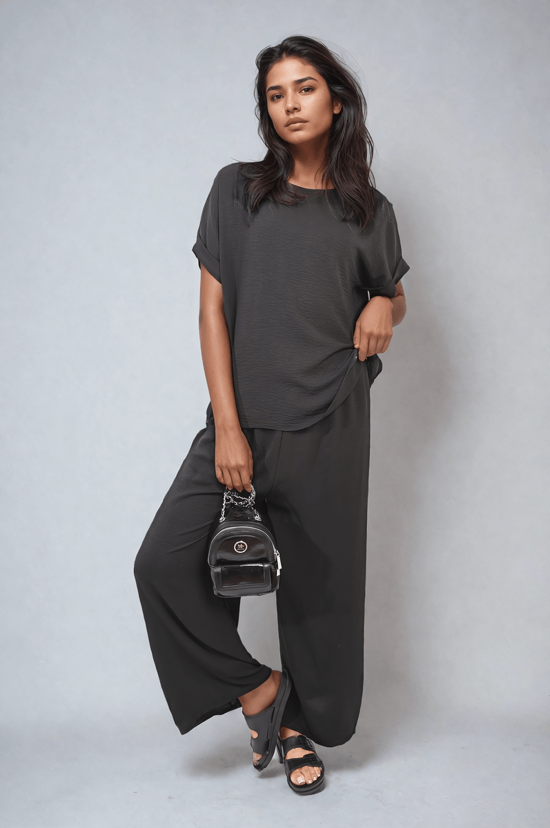 HAILEY Oversized Top and Wide Leg Trousers Co - ord Set - Glamoo - 