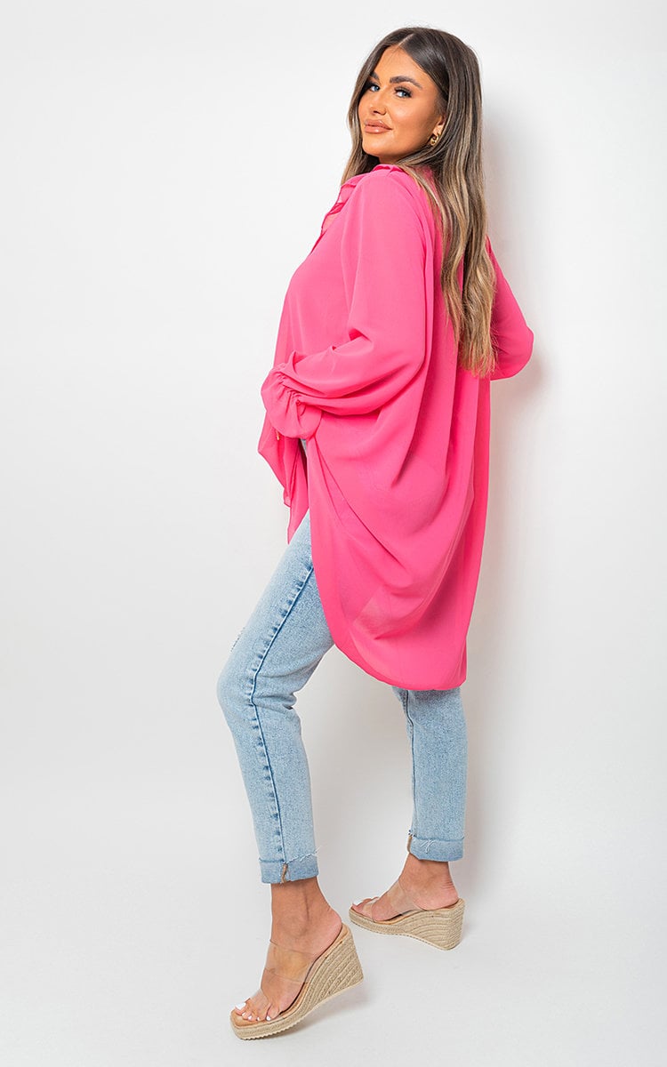 HANNAH Oversized Ruffle Long Sleeve Tops - Glamoo - shirts & tops