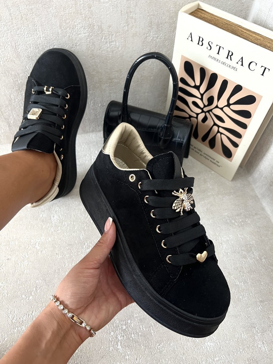 HAZEL Lace Up Platform Trainers With Decorative Details - Glamoo - 