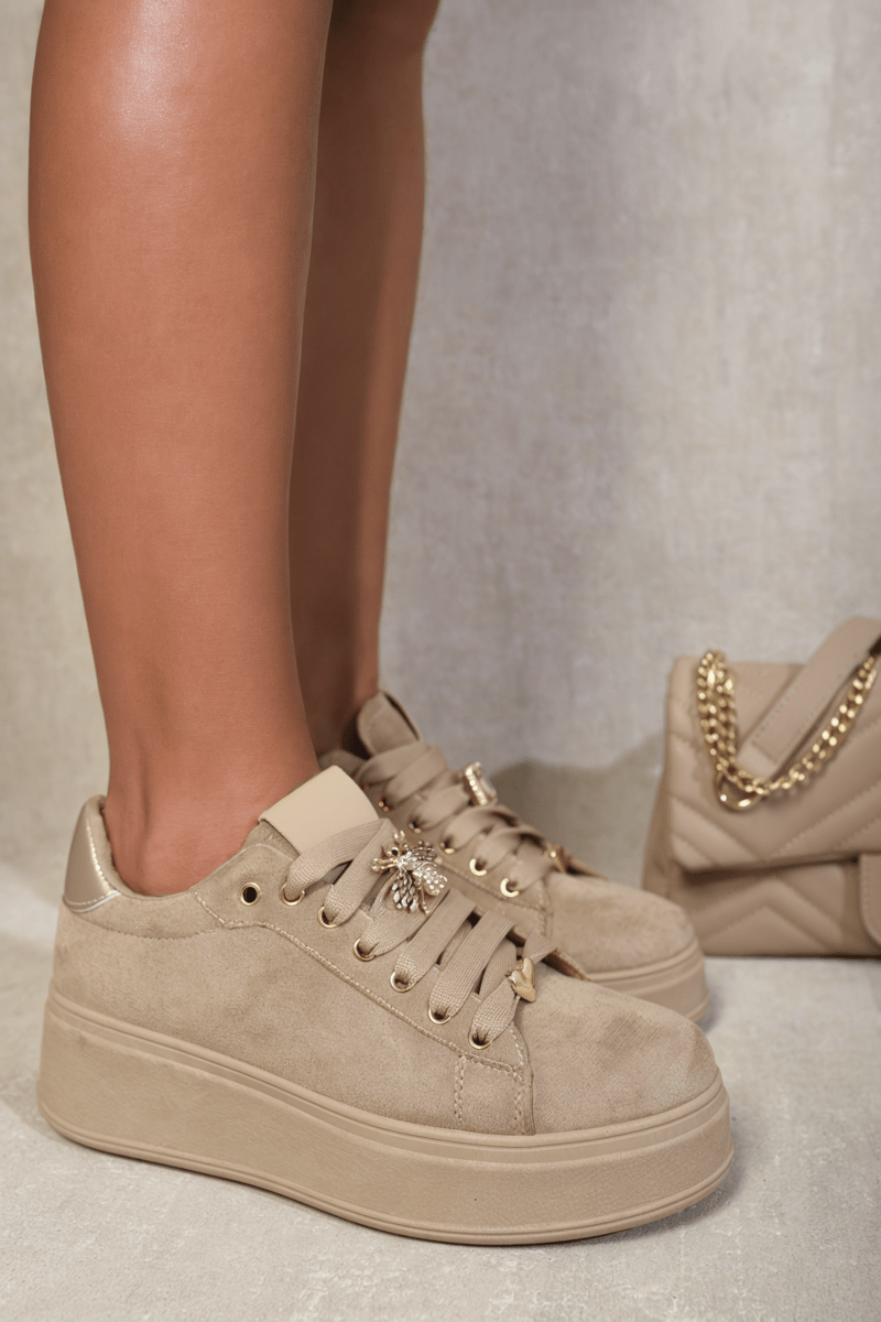 HAZEL Lace Up Platform Trainers With Decorative Details - Glamoo - 