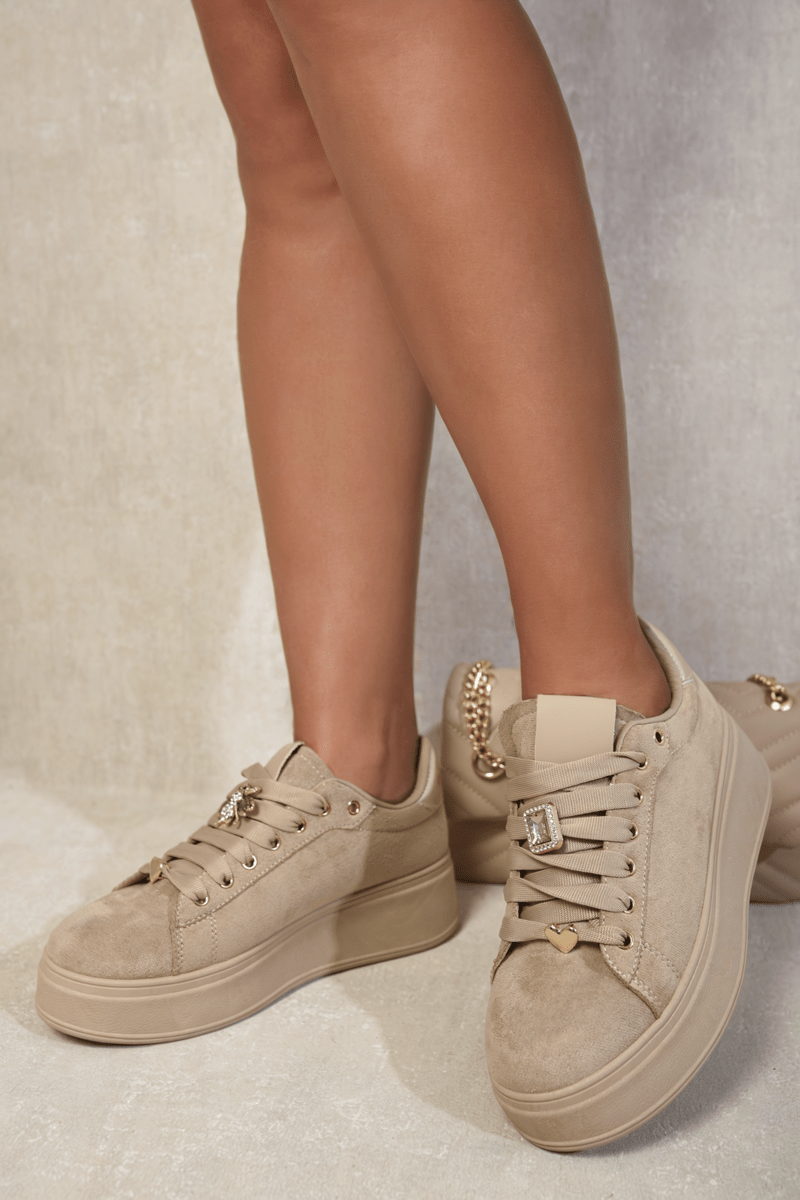 HAZEL Lace Up Platform Trainers With Decorative Details - Glamoo - 