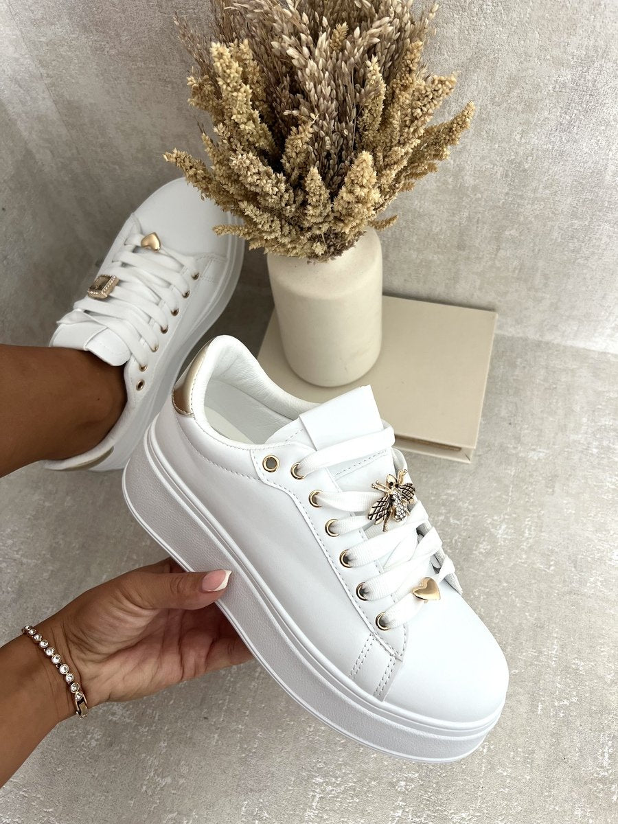 HAZEL Lace Up Platform Trainers With Decorative Details - Glamoo - 