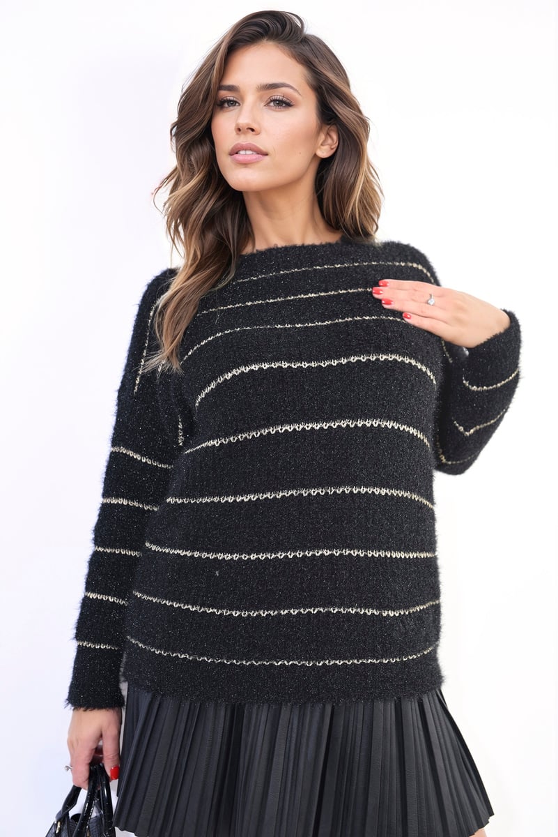 ADELE Striped Knitted Long Sleeve Jumper