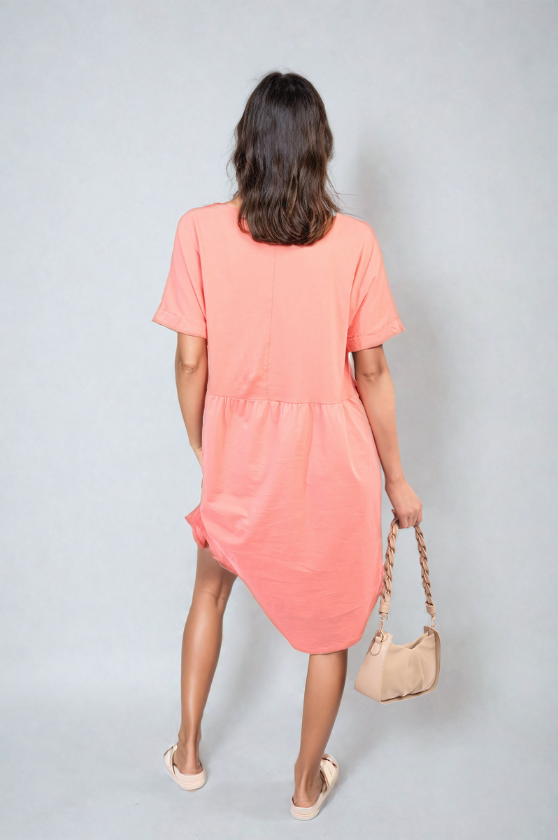 AILEEN Short Sleeve Button Front Midi Dress