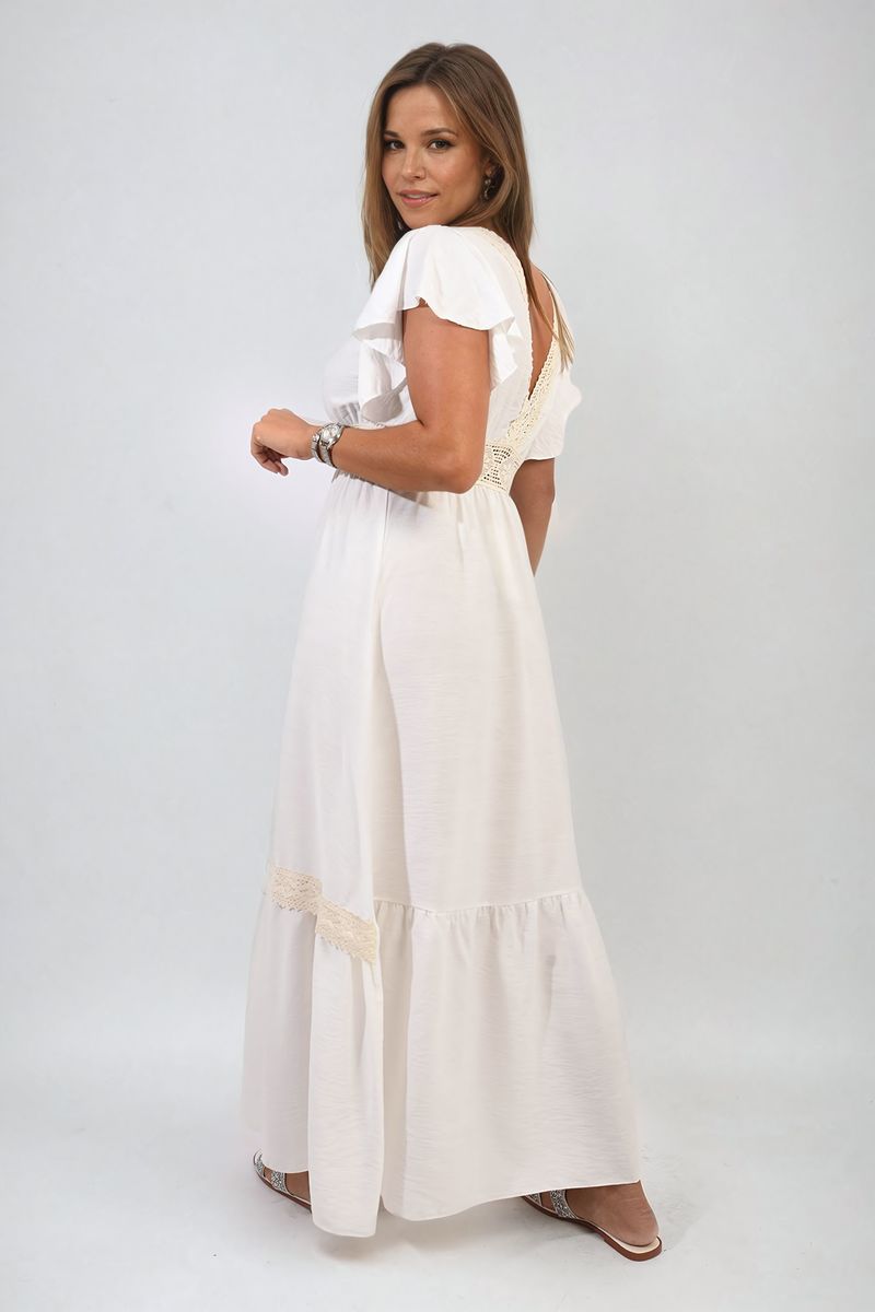 ALEJANDRA V-neck Lace Trim Maxi Dress