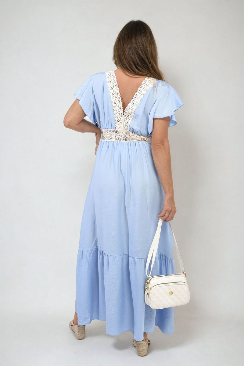 ALEJANDRA V-neck Lace Trim Maxi Dress